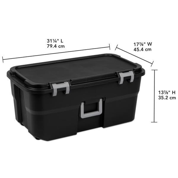 Black 22-Gallon Plastic Wheeled Storage Footlocker N287