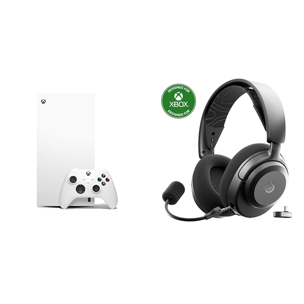 Xbox Series X All Digital Gaming Console 1TB SSD 4K 120FPS Robot White Wireless Gaming Headset Black Bundle D3286