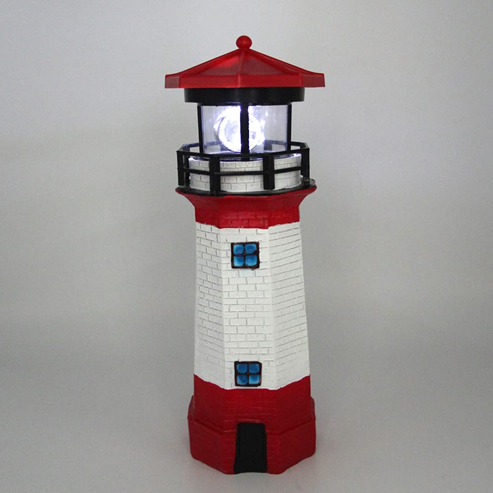 Solar Lighthouse Outdoor Decor with Rotating Beacon X983077