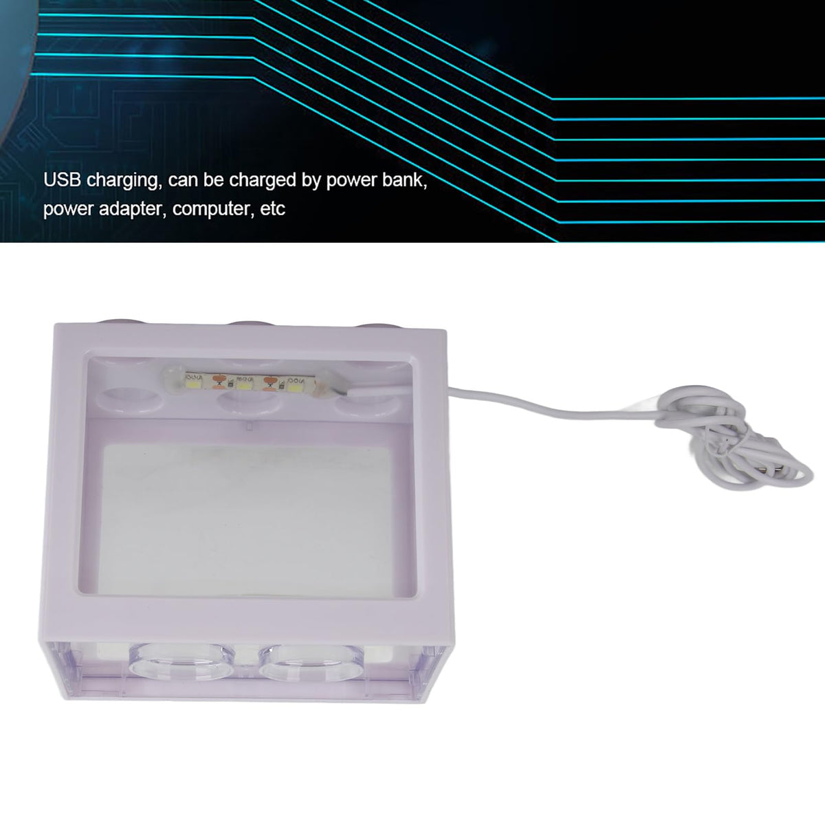 Mini Fish Tank Aquarium Bowl with USB LED Light Y7944