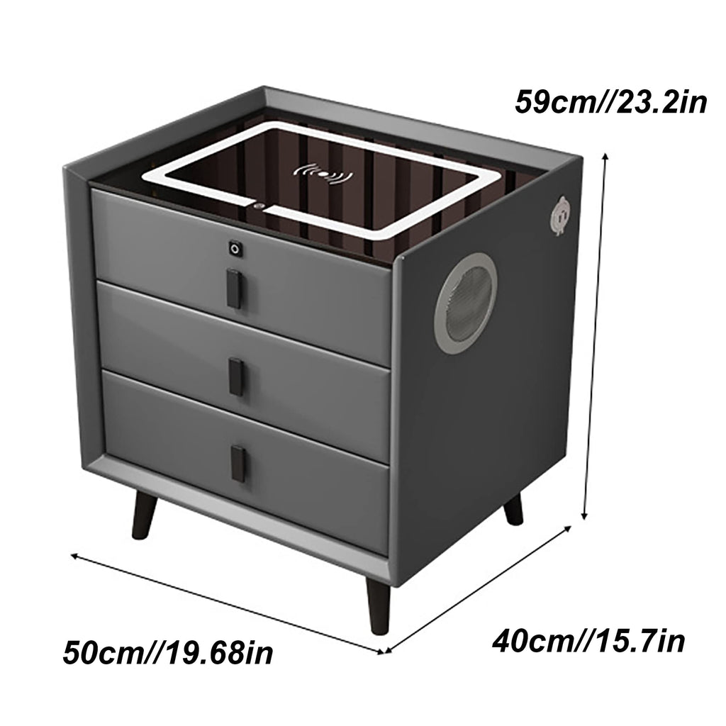 White 3 Drawer Bed End Table with Wireless Charging G1594