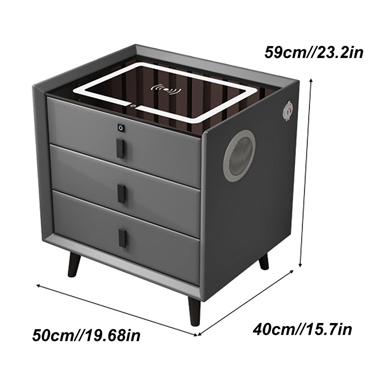 White 3 Drawer Bed End Table with Wireless Charging G1594