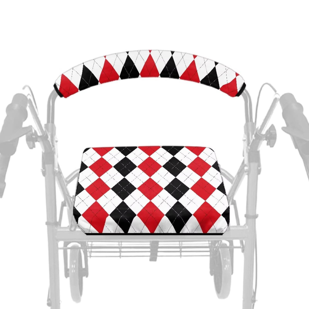 Red Diamond Pattern Rollator Walker Seat & Backrest Covers Set X4903