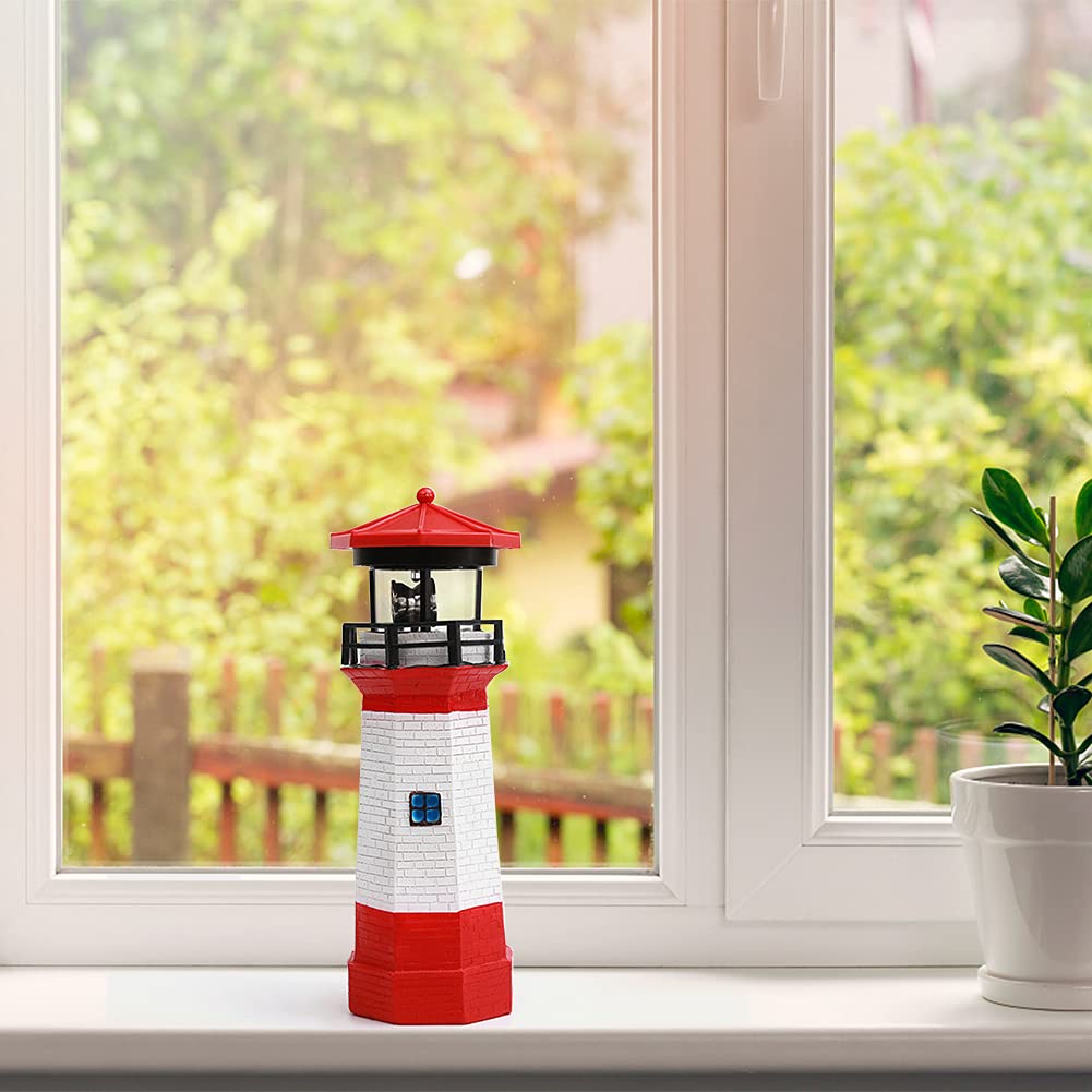 Solar Lighthouse Outdoor Decor with Rotating Beacon X983077