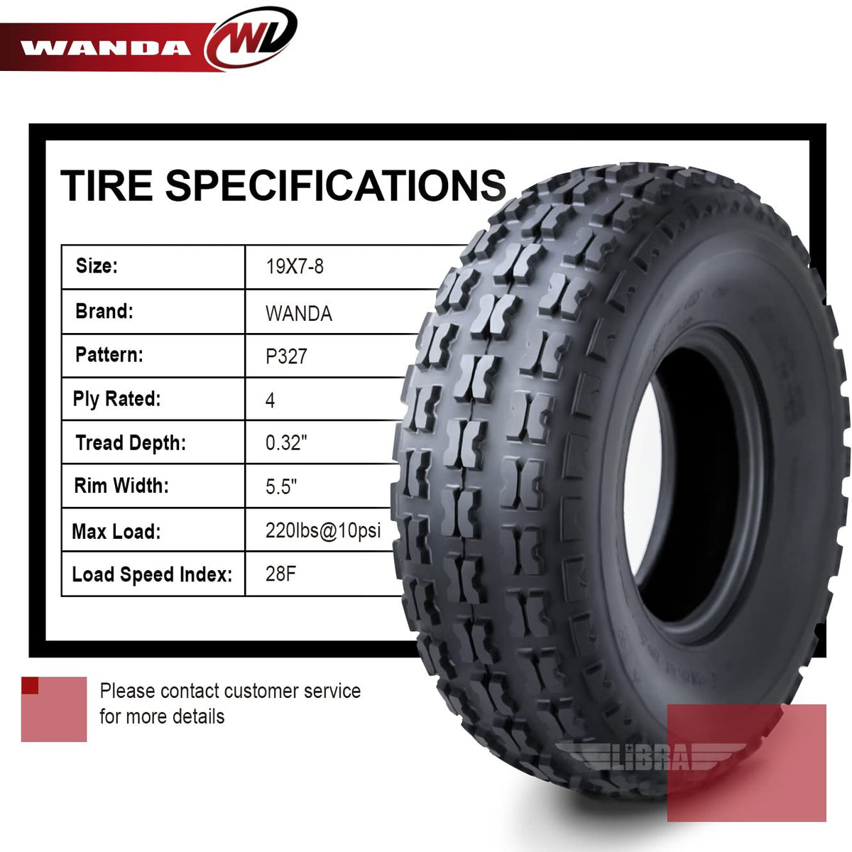 Set of 4 Sport ATV Tires 19x7-8 M229