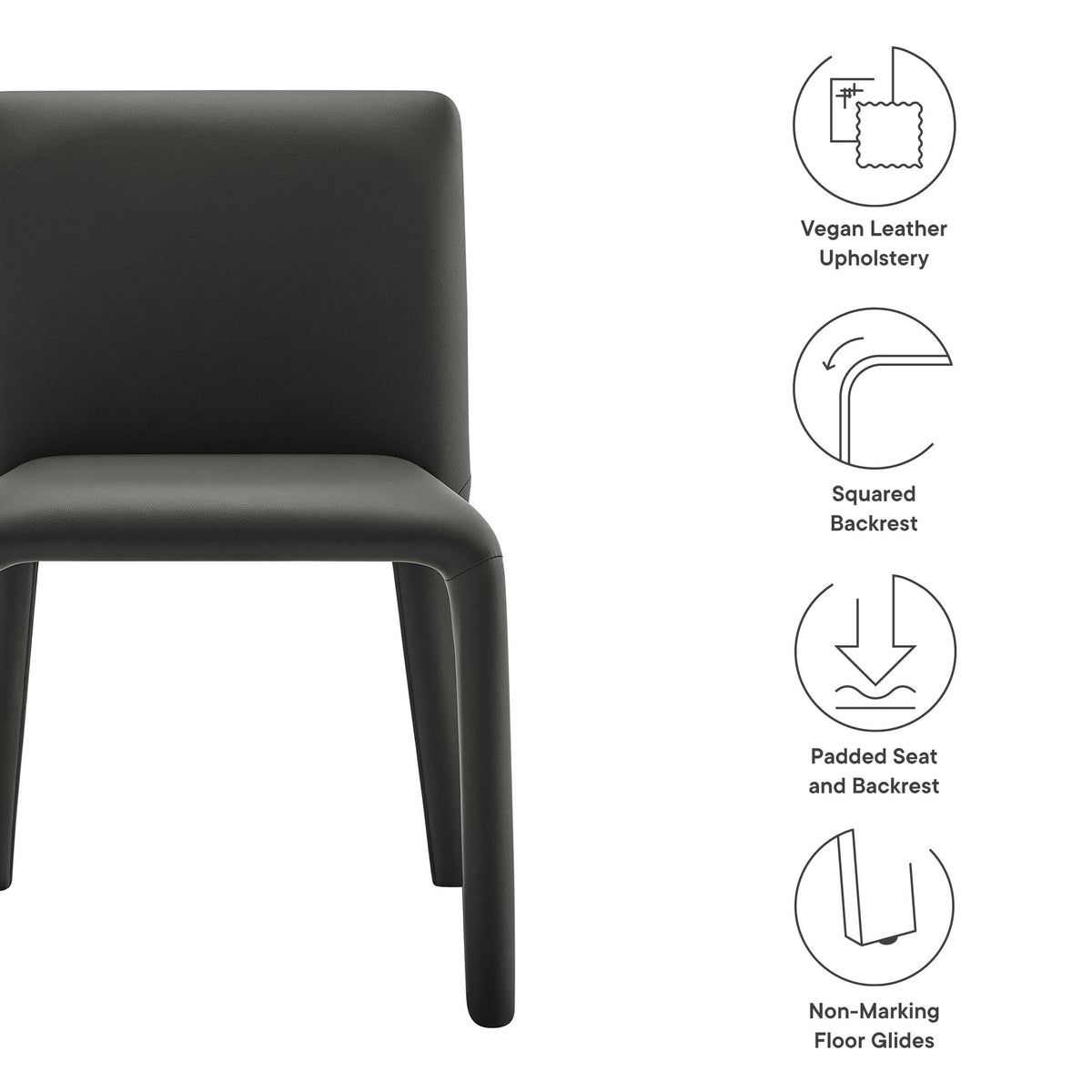 Black Faux Leather Dining Chair W877