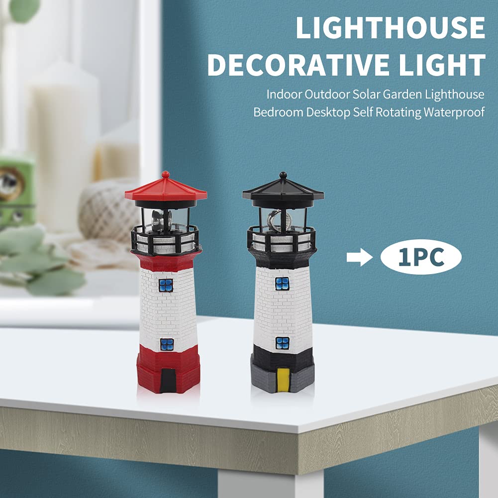 Solar Lighthouse Outdoor Decor with Rotating Beacon X983077