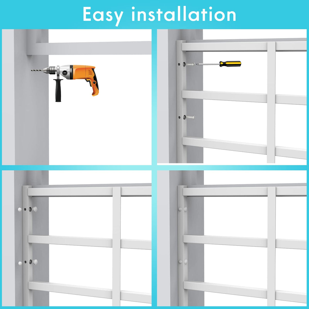 Adjustable White Window Safety Guard O744301