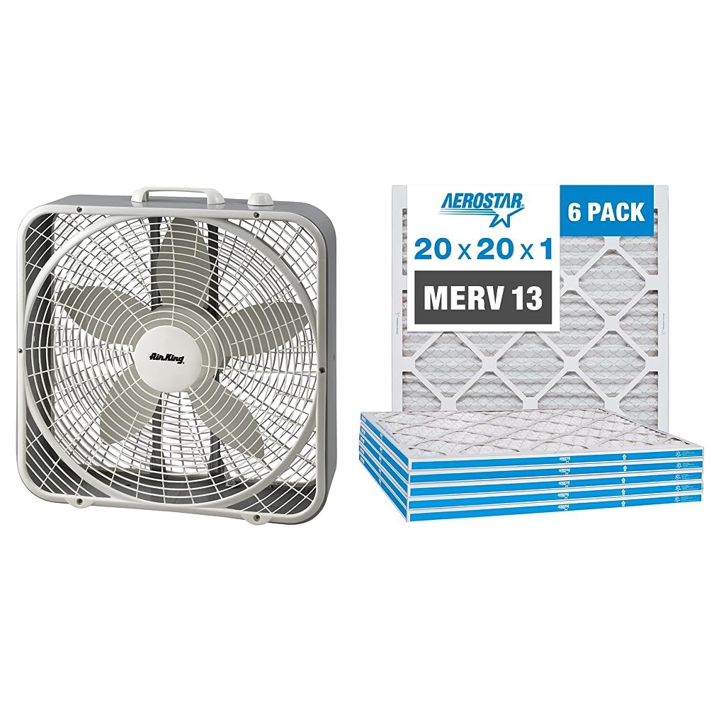 20-Inch 3-Speed Box Fan & 20x20x1 MERV 13 Pleated Air Filter 6 Pack Z45204