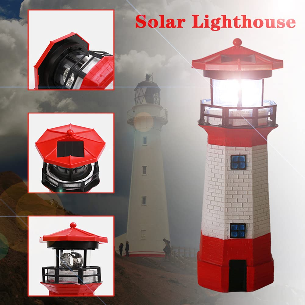 Solar Lighthouse Outdoor Decor with Rotating Beacon X983077