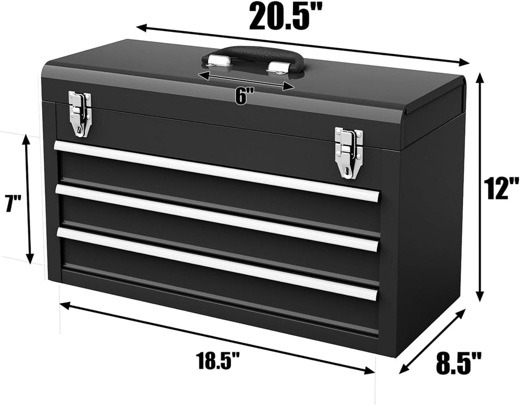 Portable Metal 3 Drawer Lockable Tool Box A6914