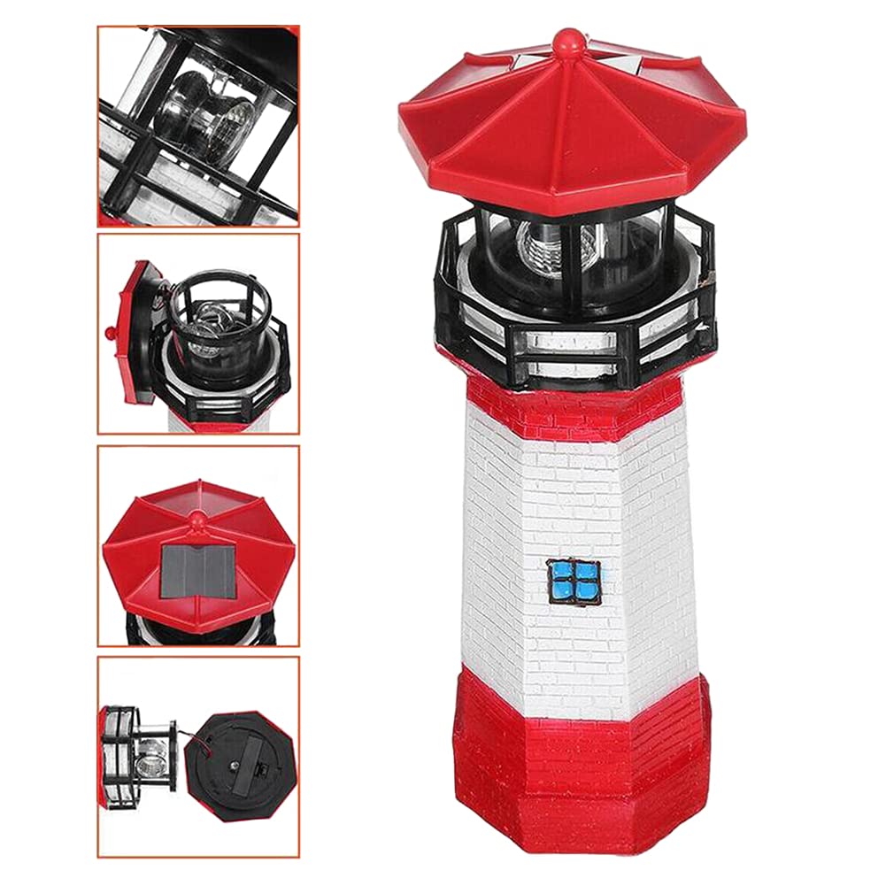 Solar Lighthouse Outdoor Decor with Rotating Beacon X983077