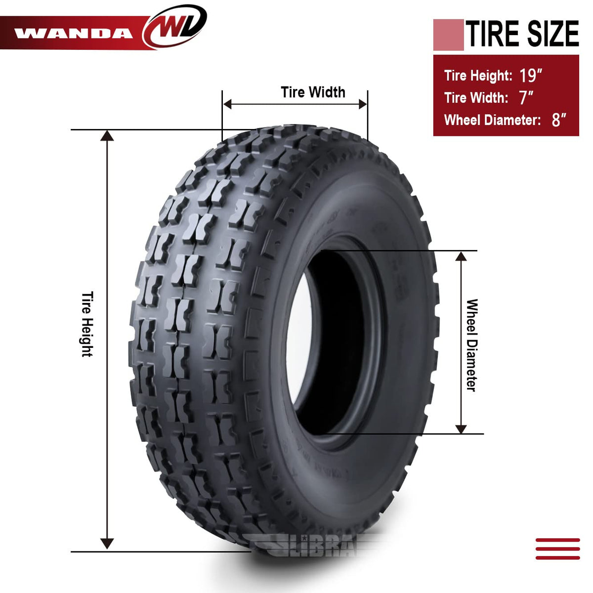 Set of 4 Sport ATV Tires 19x7-8 M229