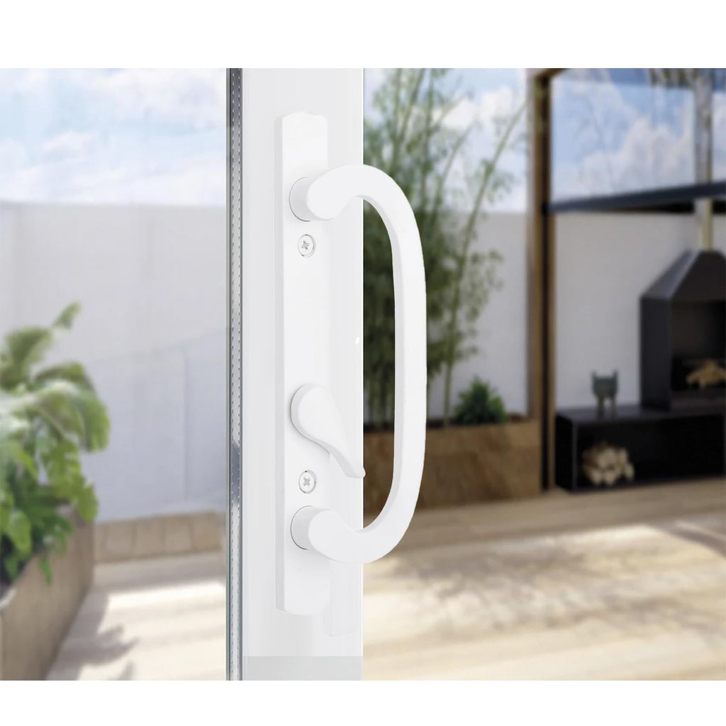 Sliding Patio Door Handleset with Mortise and Keeper Assembly White Zinc Alloy Z785193