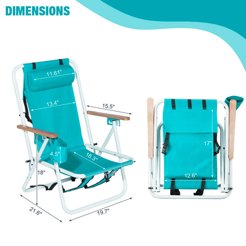 2 Pack Green Portable Folding Beach Chair with Cup Holder N552653