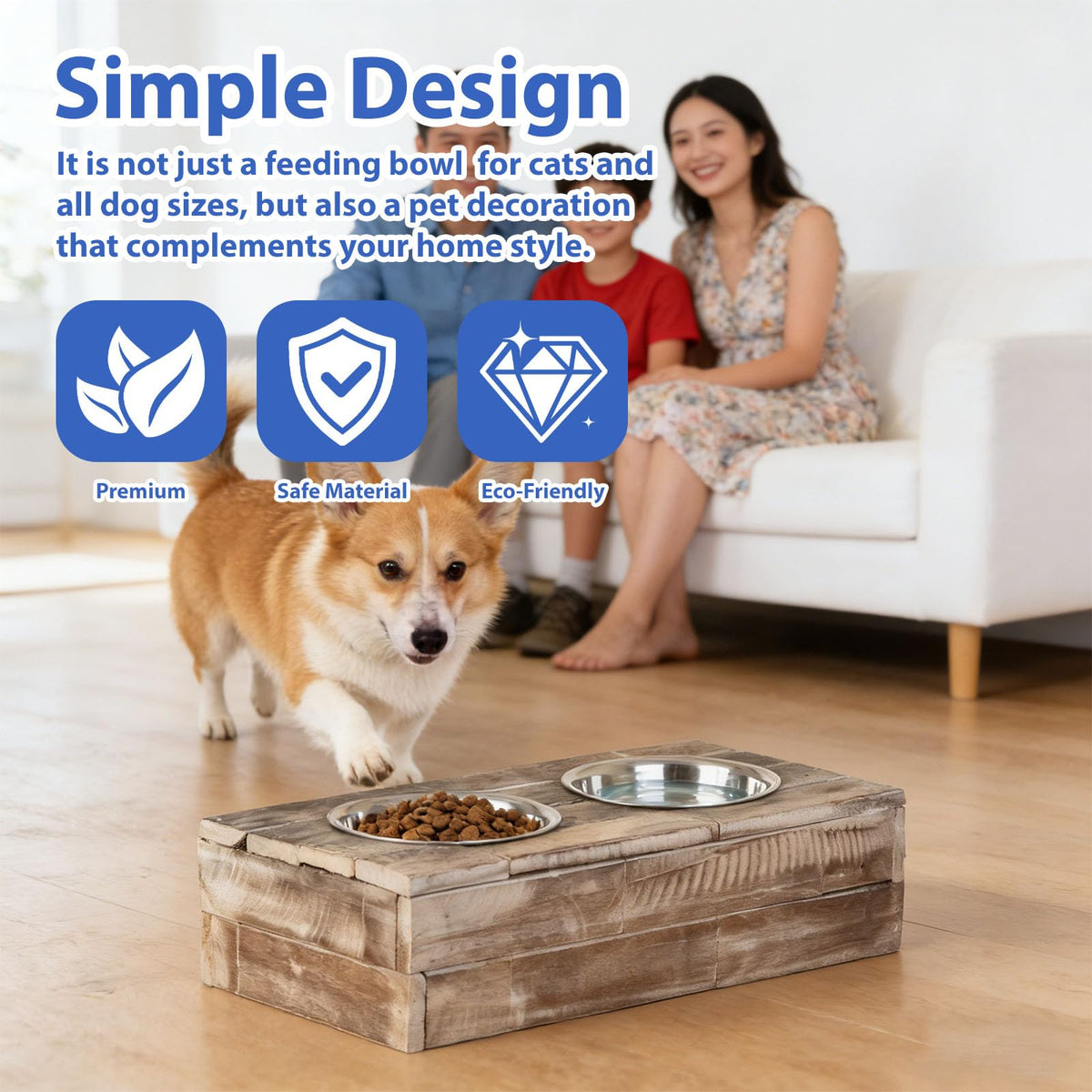 Elevated Dog & Cat Double Bowl Feeder Stainless Steel Bowls C47189