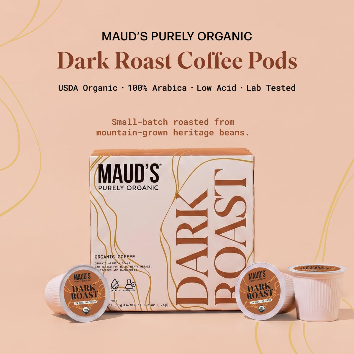 Organic Low Acid Dark Roast Coffee Pods 16ct P7033