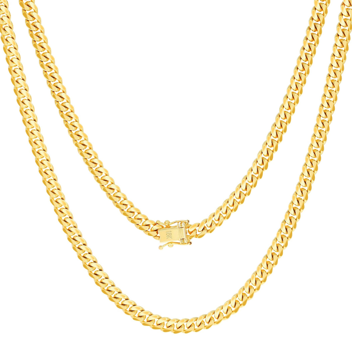 18k Yellow Gold Cuban Link Chain Necklace Y109