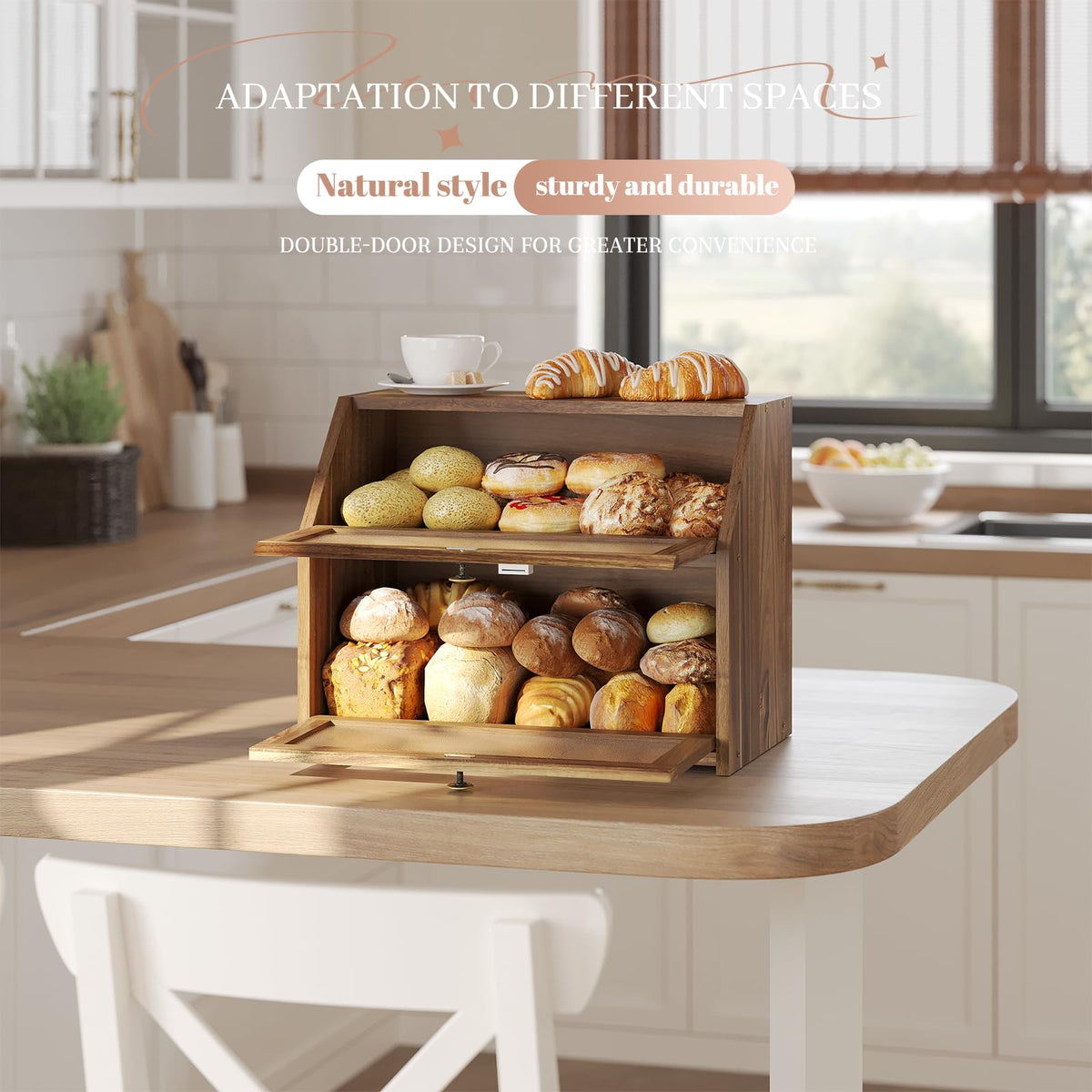 Large Brown Wooden Bread Box B1133