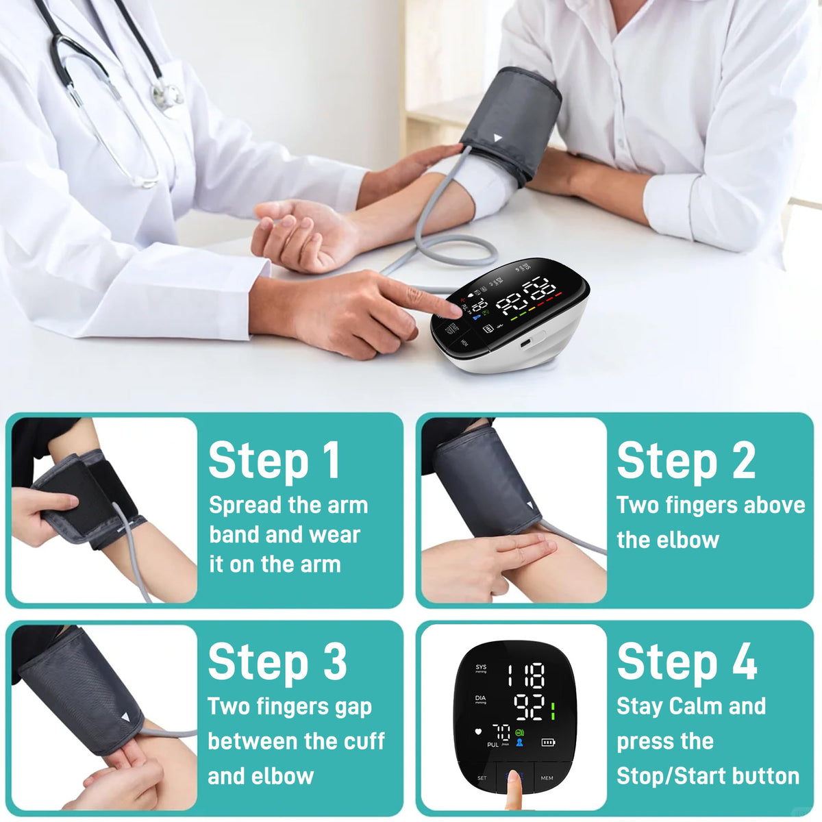 Automatic Upper Arm Blood Pressure Monitor with Large Cuff N74827