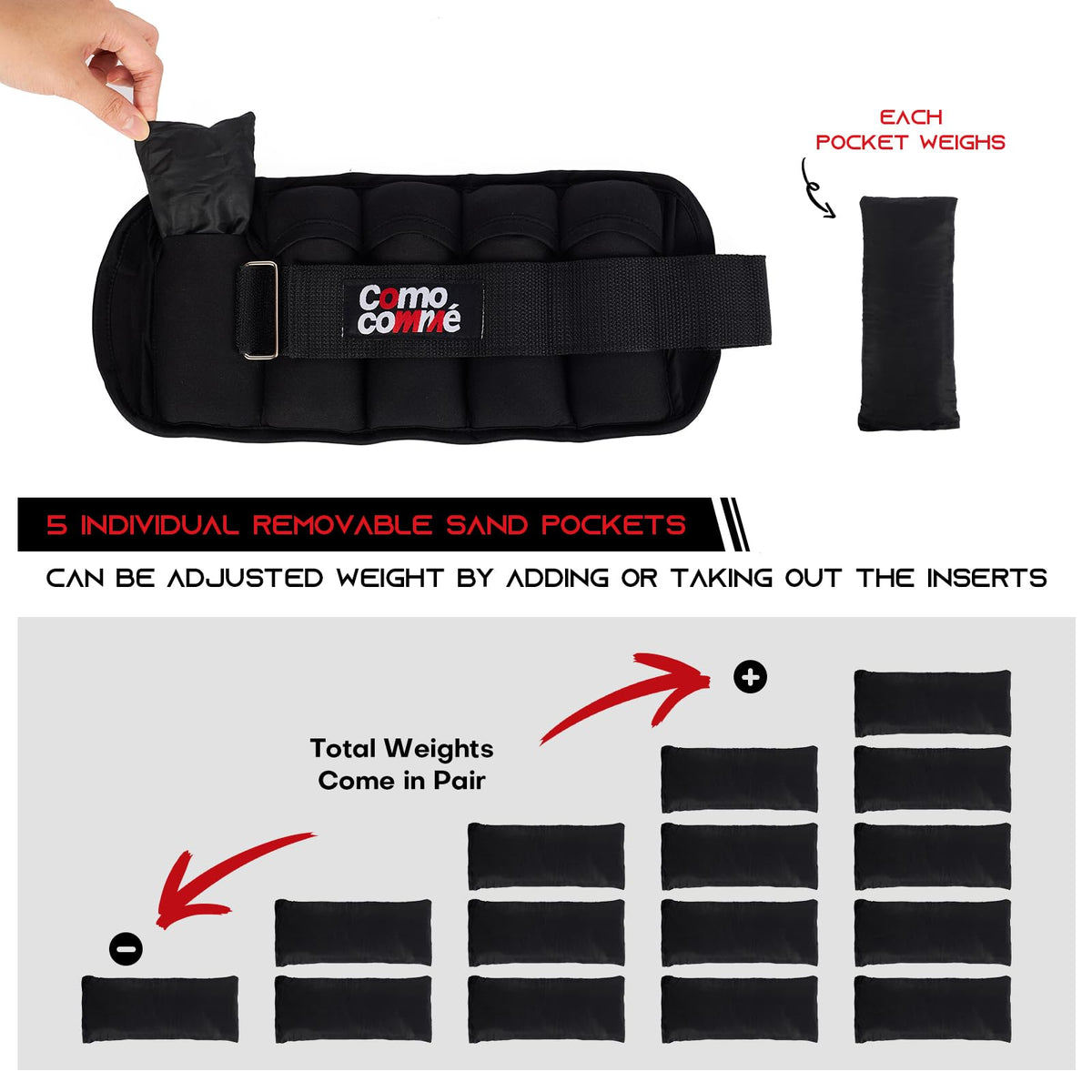 Adjustable Ankle Weights 2 3 5 lb 1 Pair D68162