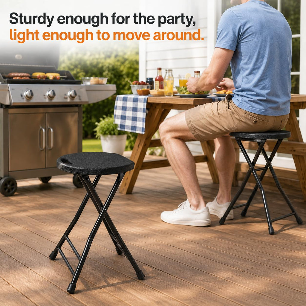 Folding Stool with Handle and Non-Slip Feet Q435