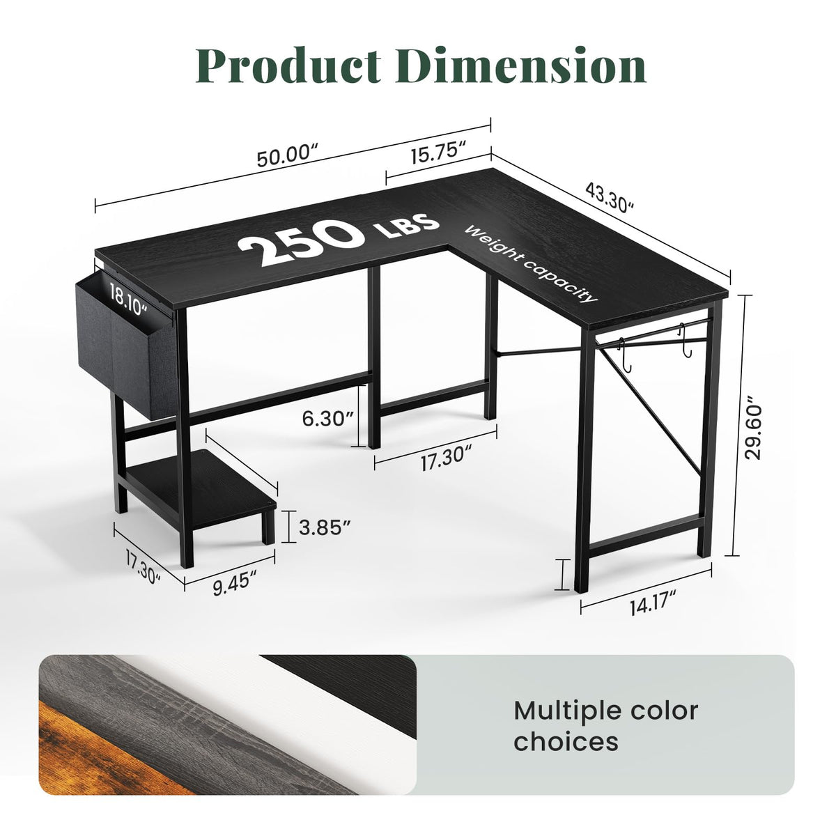 L Shaped Gaming Desk with PC Stand B5501
