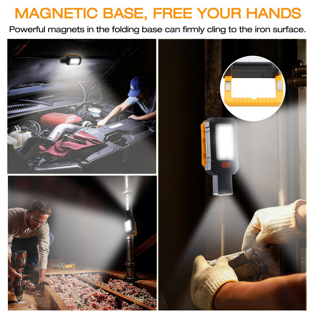 LED Rechargeable Magnetic Work Light 1000 Lumens 5 Mode 1 Pack Y718664