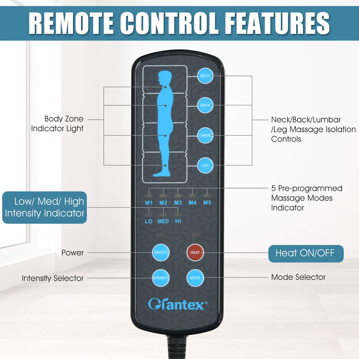 Massage Mat with 10 Vibrating Motors Heating Pad E38886
