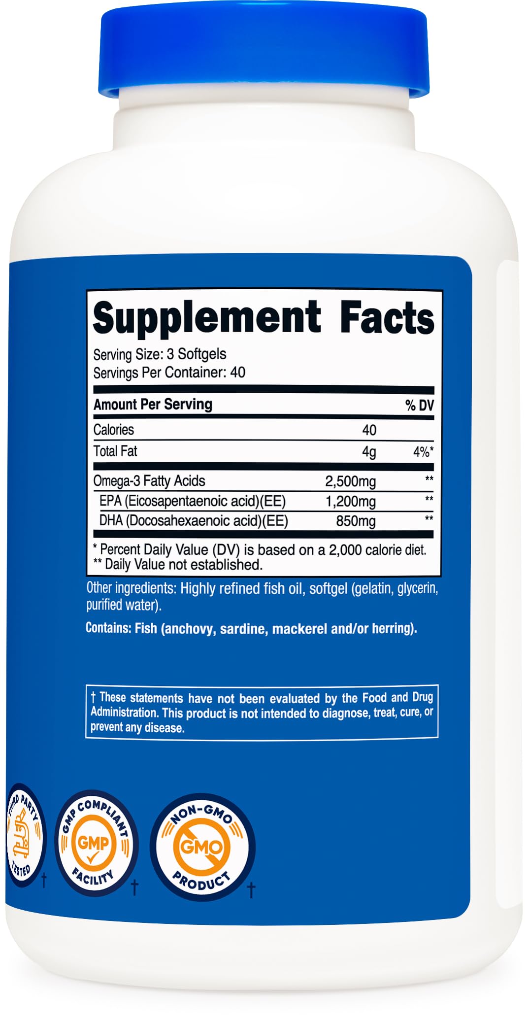 Omega 3 Fish Oil 2500MG 120 Softgels H98786