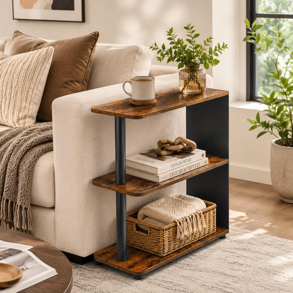 3-Tier Narrow Industrial End Table I717