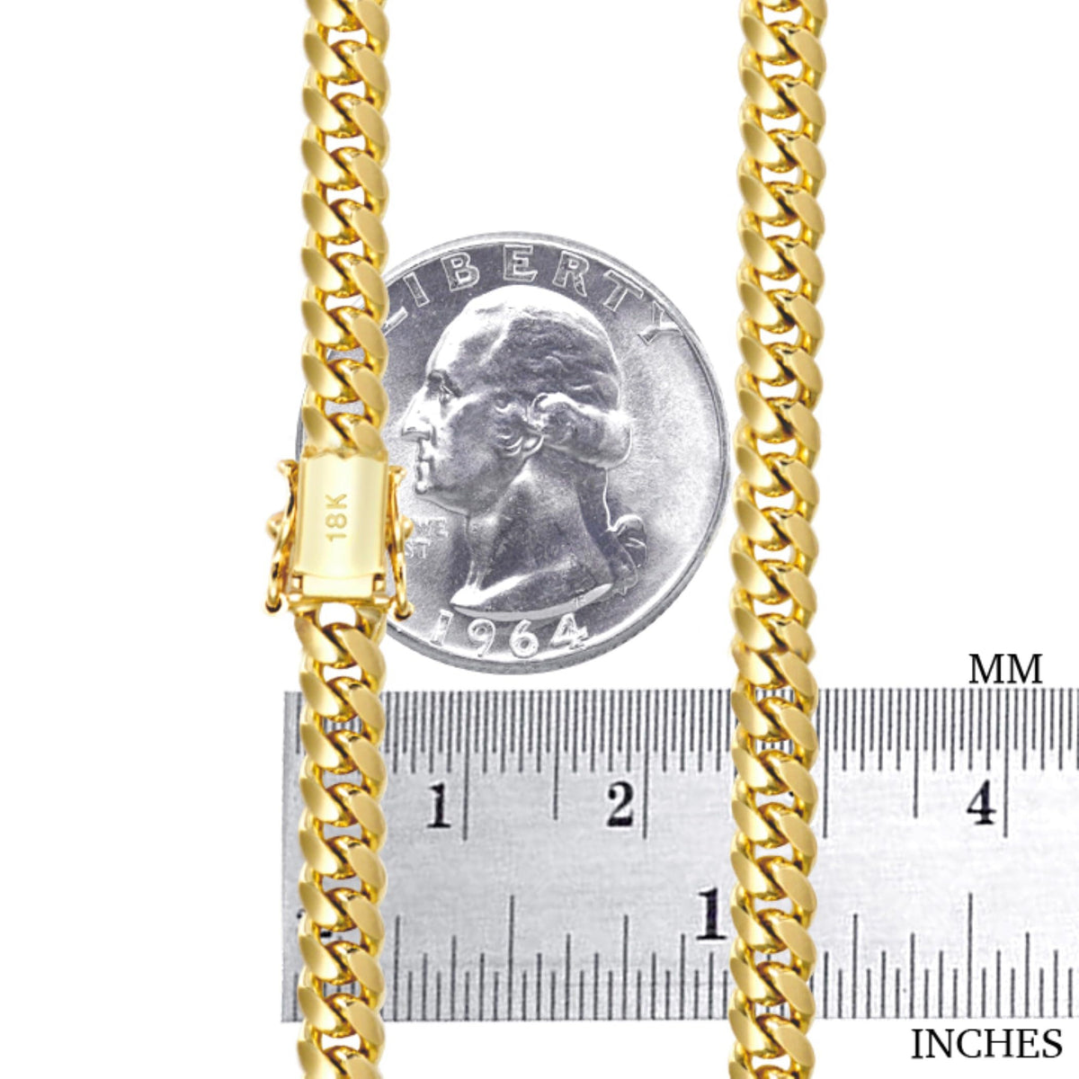 18k Yellow Gold Cuban Link Chain Necklace Y109