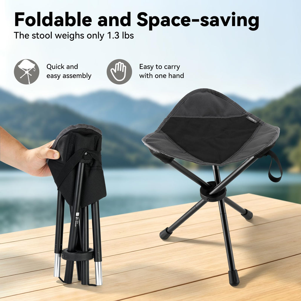 18"×14.5" Aluminum Alloy Folding Camping Stool, Black C663154