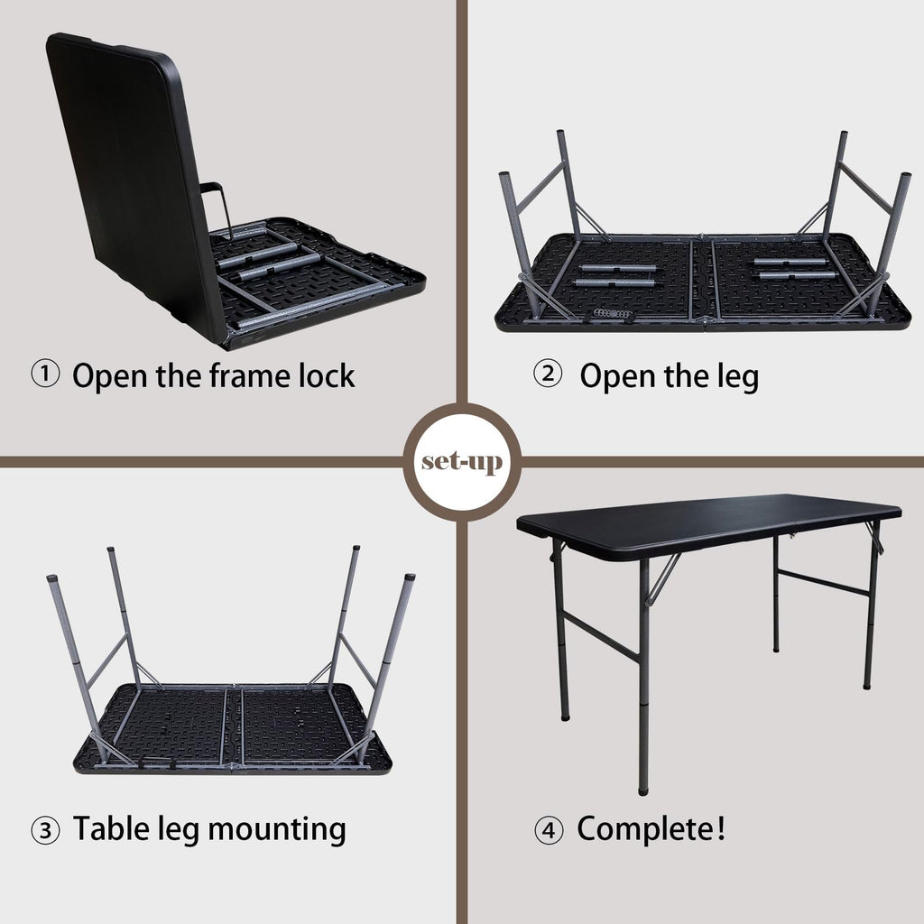 4 Foot Heavy Duty Fold-in-Half Folding Table with Handle R86600