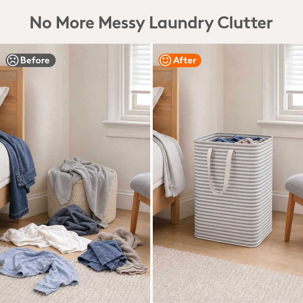 80L 2 Pack Grey Laundry Baskets S3764