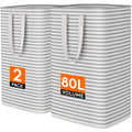 80L 2 Pack Grey Laundry Baskets S3764