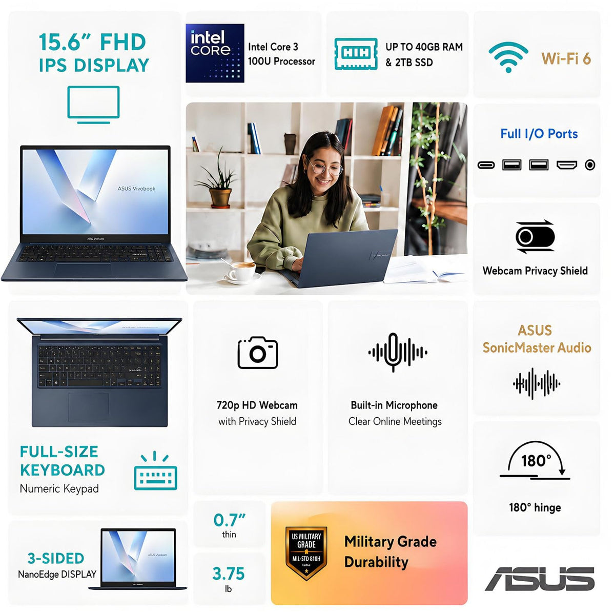 15.6" FHD IPS Laptop, 16GB DDR5 RAM, 256GB SSD, Windows 11 Home X55676