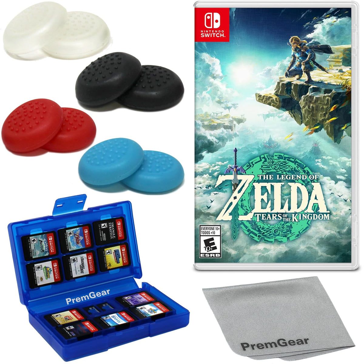 Nintendo Switch Game with Thumb Grips, Game Card Holder & Cleaning Cloth Z64158