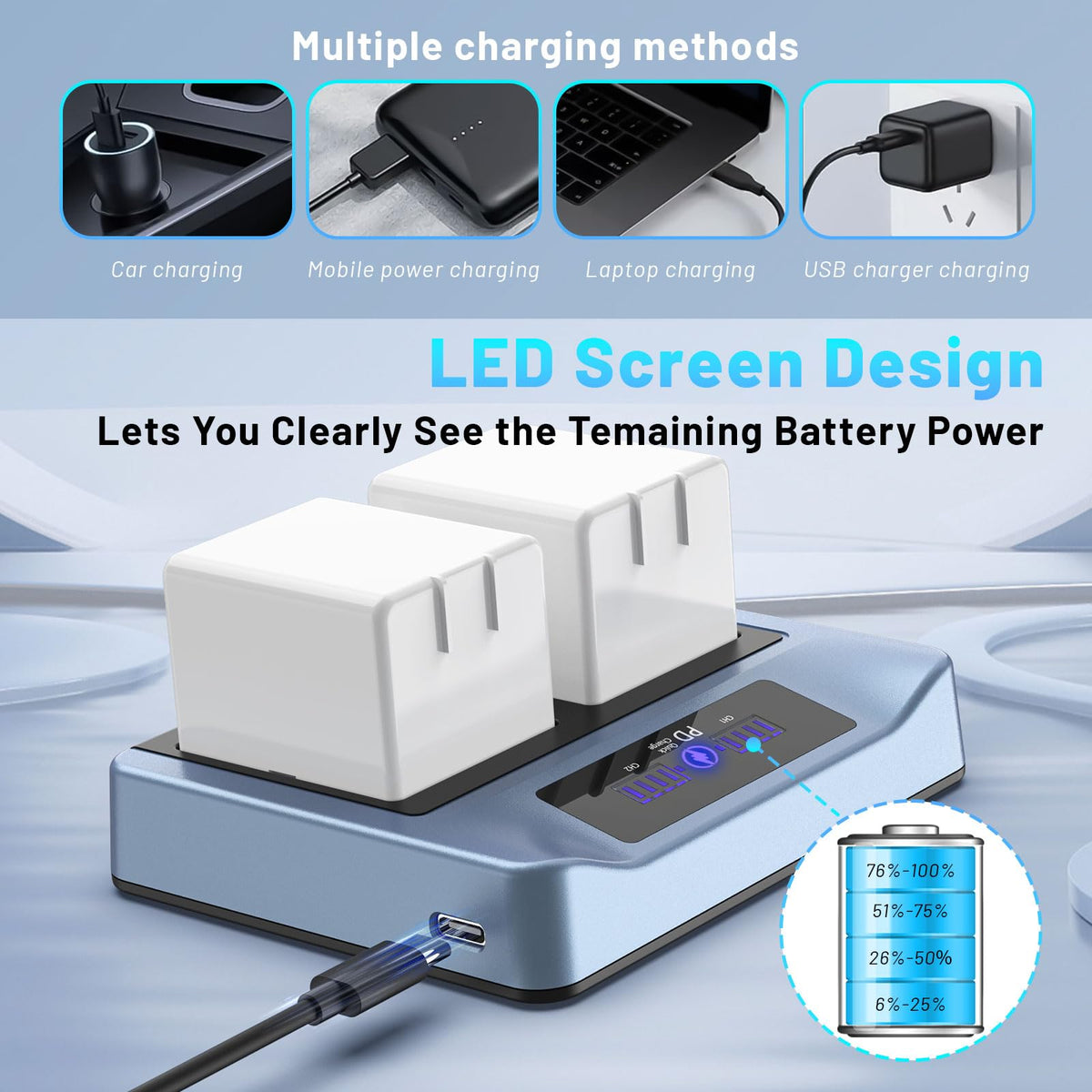 LCD Dual-Screen Display Charger Station for Arlo Pro/pro 2 Battery L330