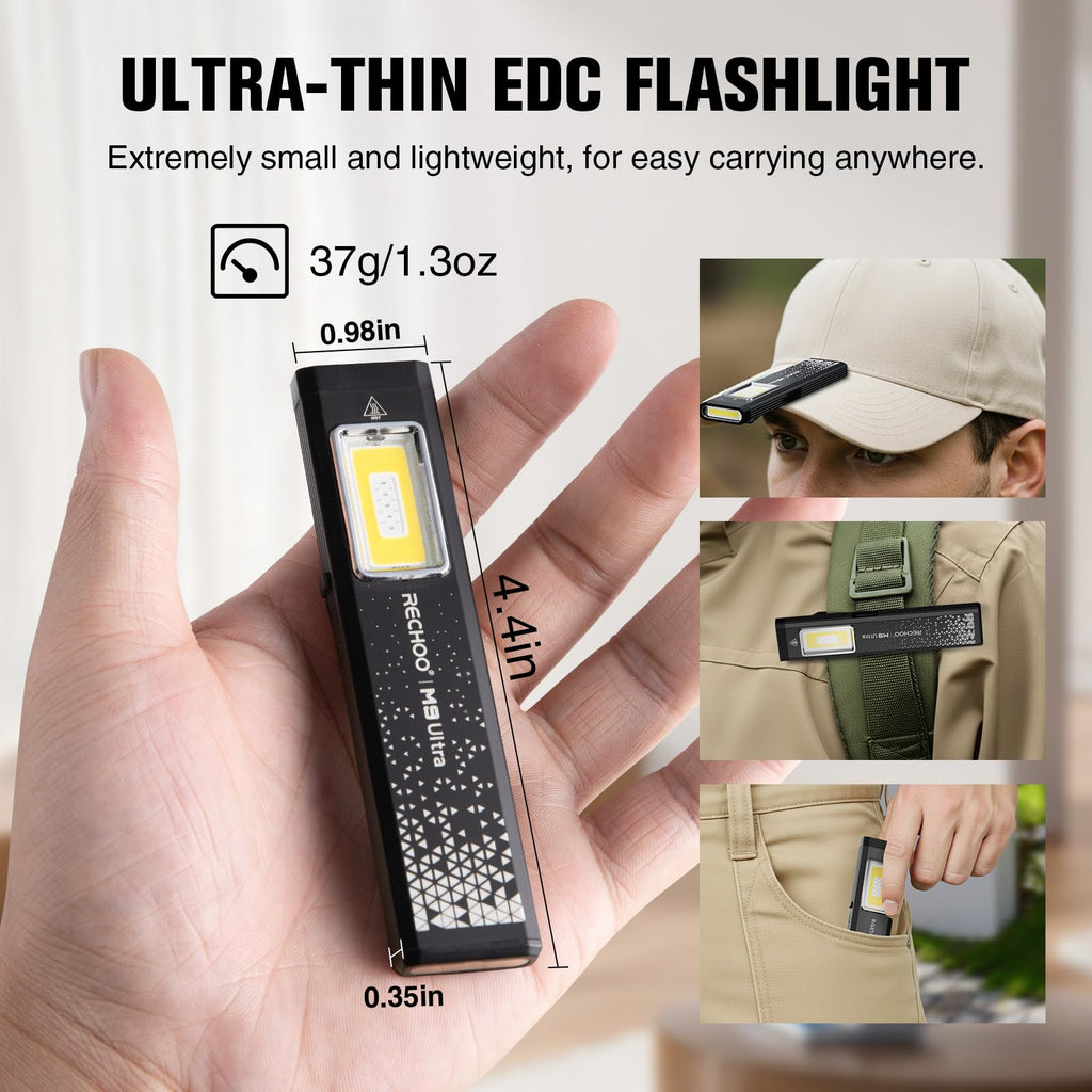 Flat EDC Rechargeable Flashlight with Magnetic Base & Clip C4974
