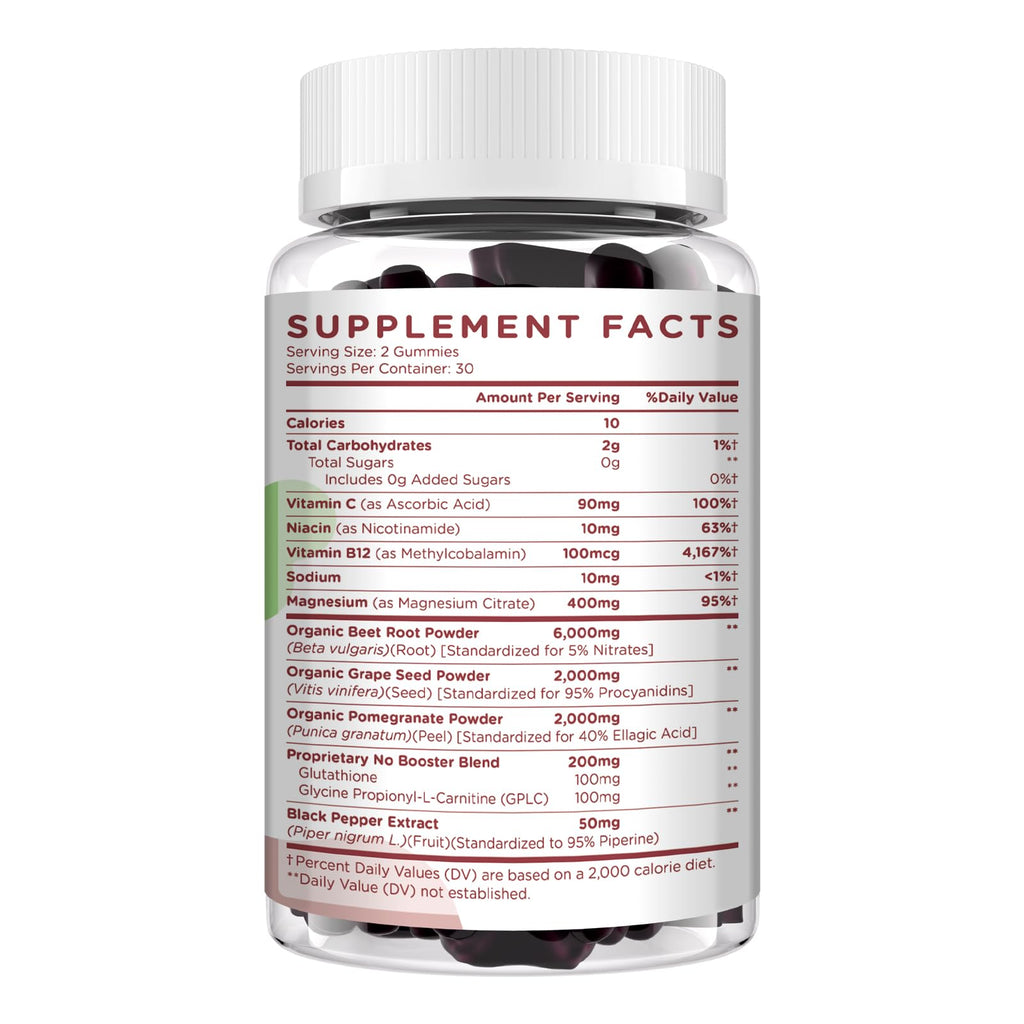 Beet Root Gummies 6000mg Mixed Berry Flavor 60 Gummies S553141