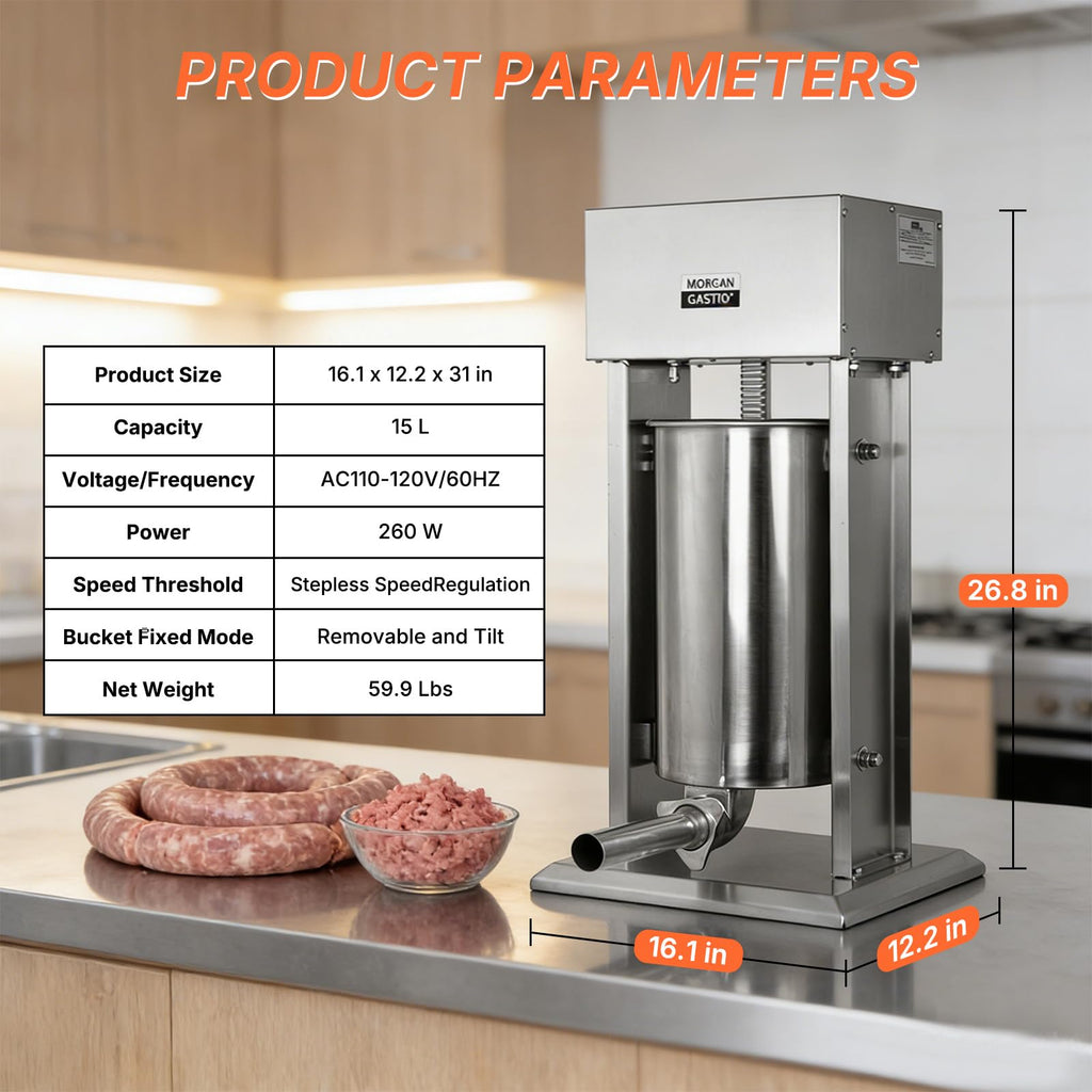 15L Stainless Steel Electric Sausage Stuffer Y990565