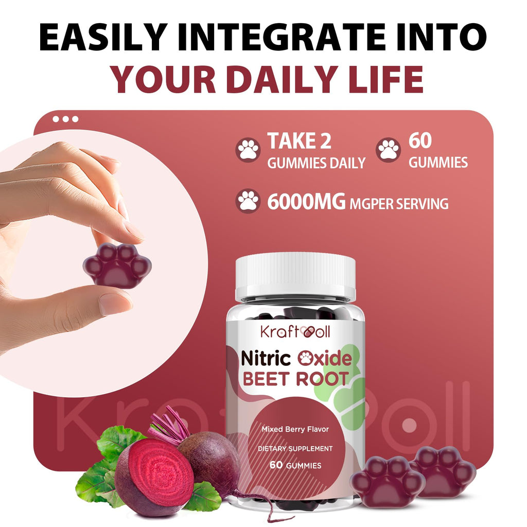 Beet Root Gummies 6000mg Mixed Berry Flavor 60 Gummies S553141