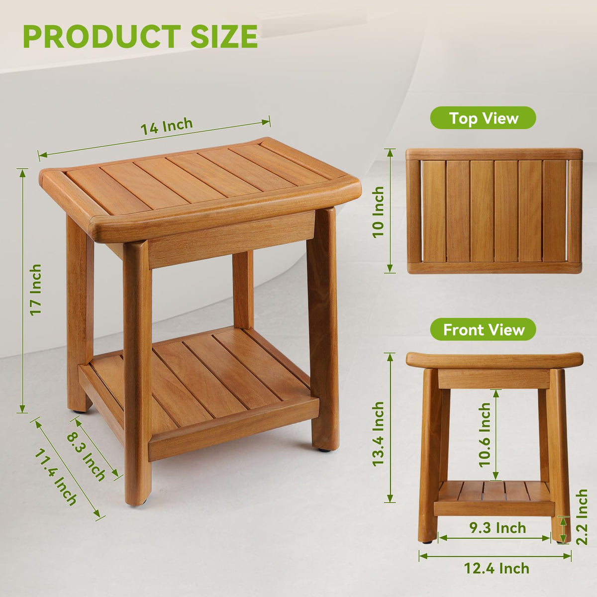 Waterproof Wooden Teak Shower Bench C556