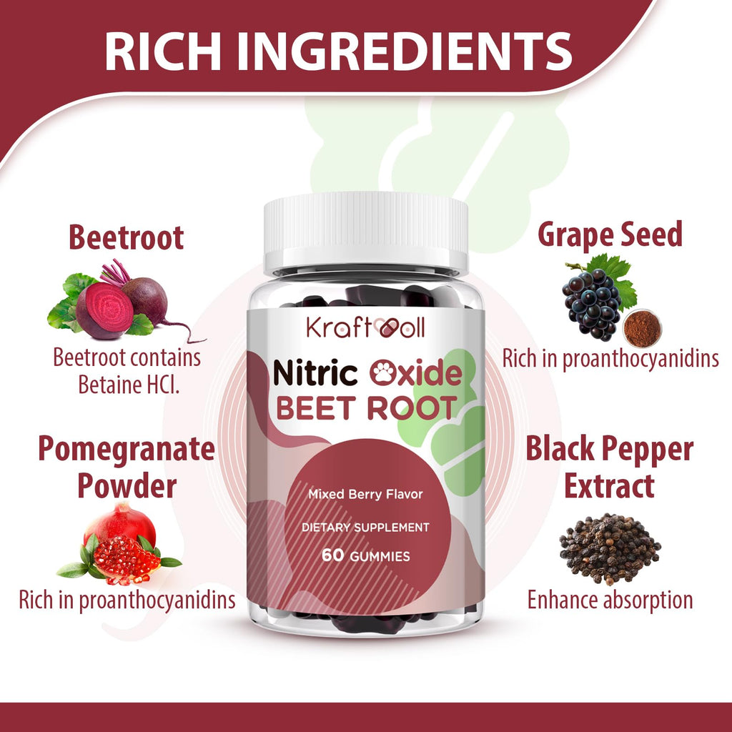 Beet Root Gummies 6000mg Mixed Berry Flavor 60 Gummies S553141