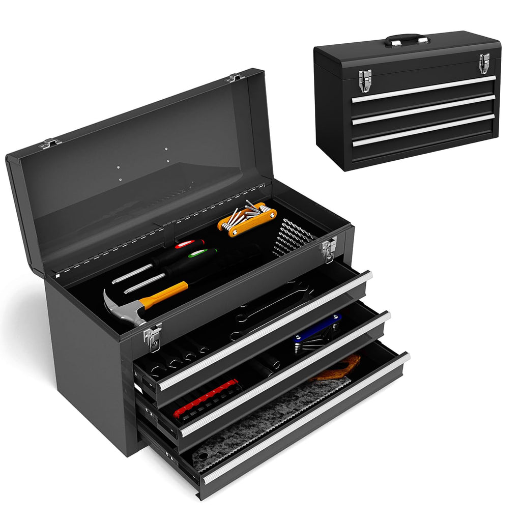 Portable Metal 3 Drawer Lockable Tool Box A6914