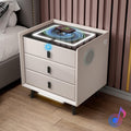 White 3 Drawer Bed End Table with Wireless Charging G1594