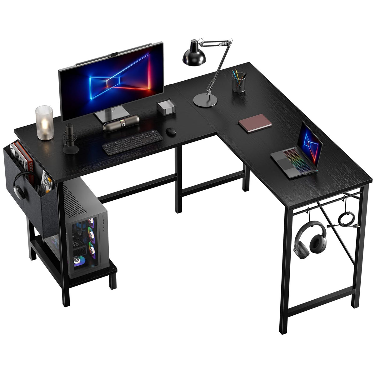 L Shaped Gaming Desk with PC Stand B5501