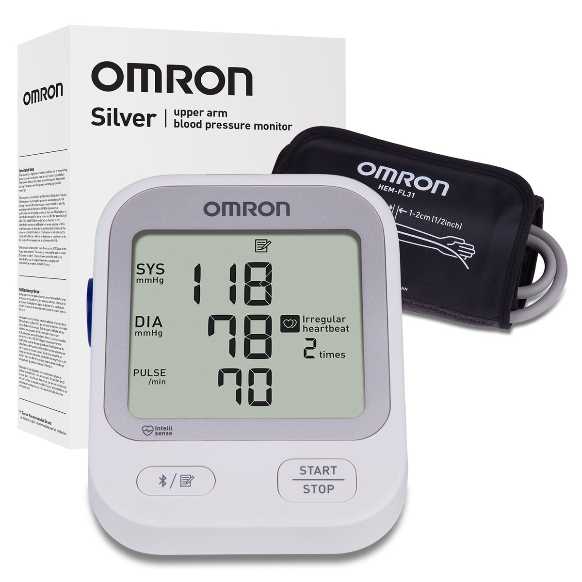 Silver Upper Arm Blood Pressure Monitor S8582
