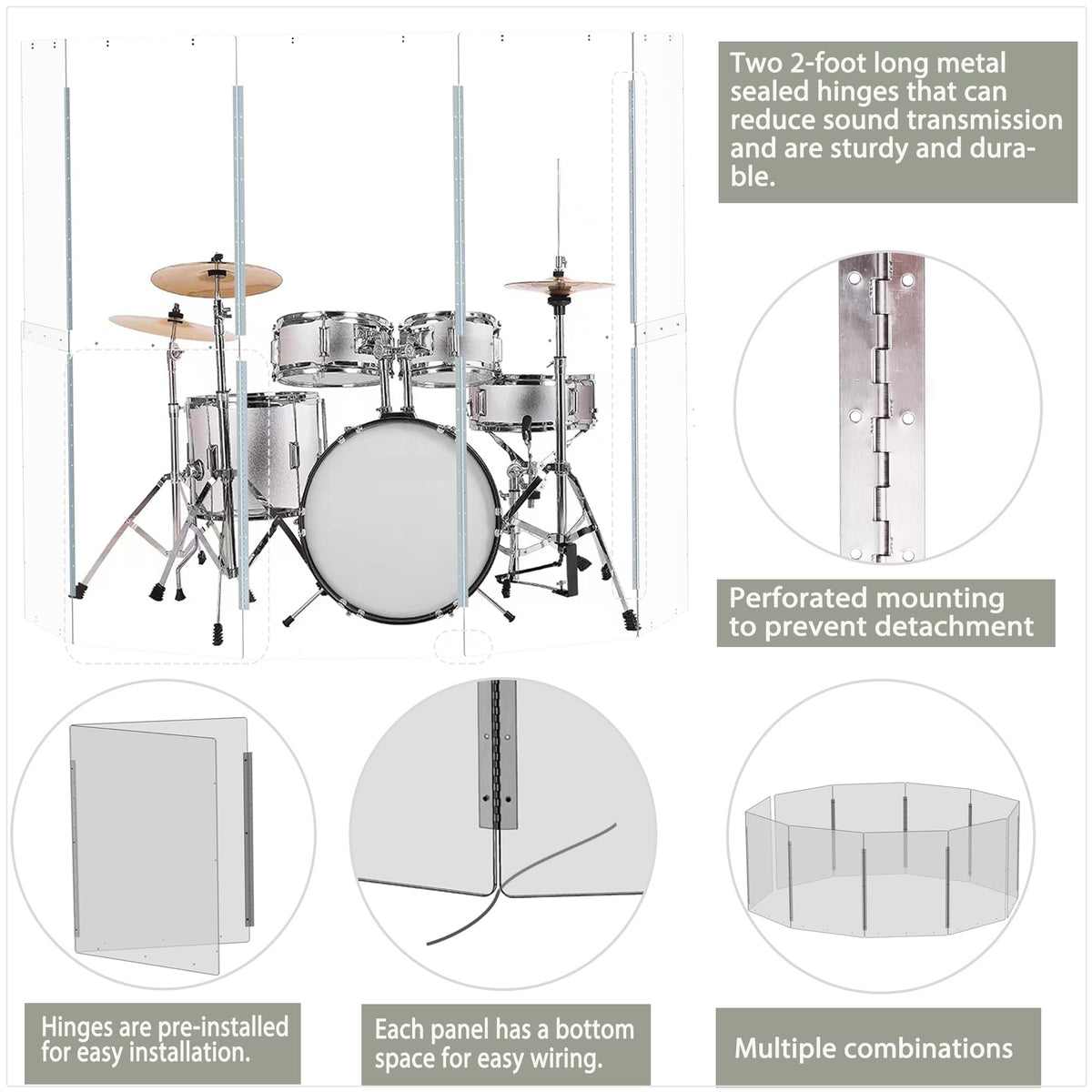 Portable Drum Shield Panels 5-Panels 2ft x 5ft B88019
